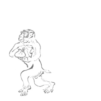 Chojyugiga Rabbit Frog Monkey Furoshiki 68cm | Red - Image 4