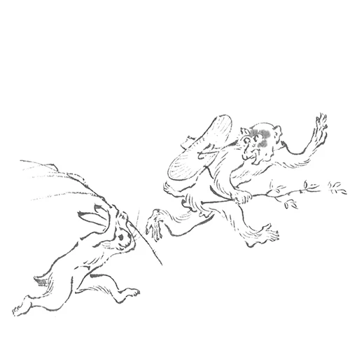 Chojyugiga Rabbit Frog Monkey Furoshiki 68cm | Red - Image 5