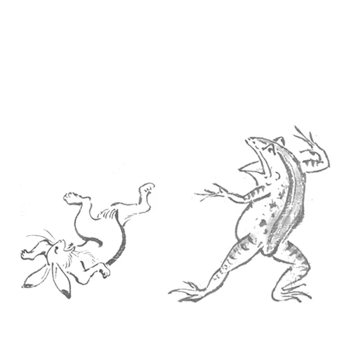 Chojyugiga Rabbit Frog Monkey Furoshiki 68cm | Red - Image 6