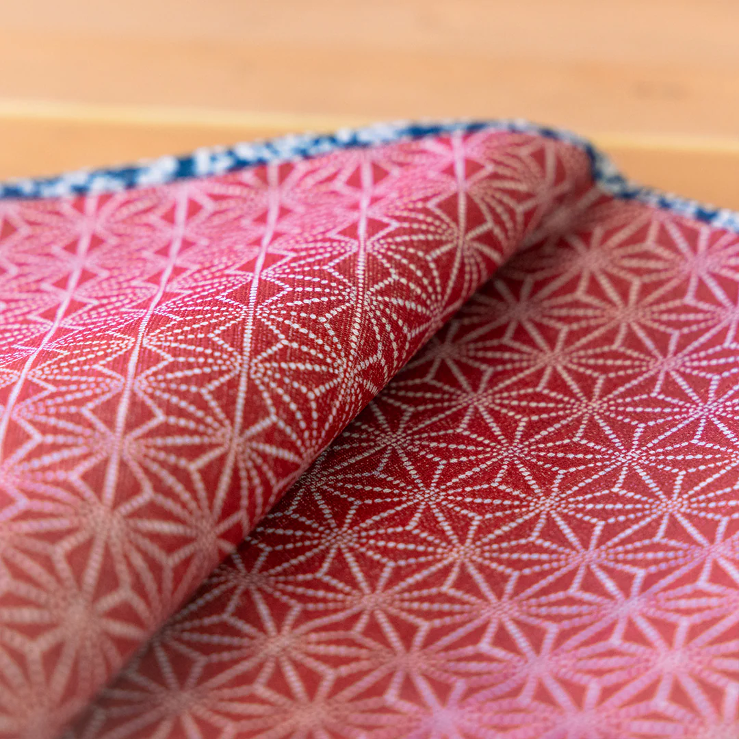 Double Sided Furoshiki 50cm | Asanoha Nami Navy & Red - Image 6