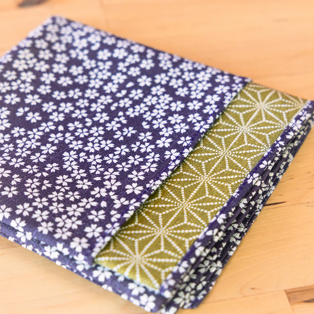 Double Sided Furoshiki 50cm | Asanoha Sakura Purple & Green - Image 4